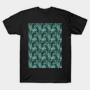 black flower pattern T-Shirt